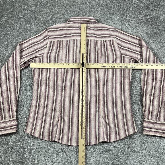 North Face Button Up Shirt Womens Large Seersucker Mesh Hiking Fishing Stripe - Picture 8 of 12